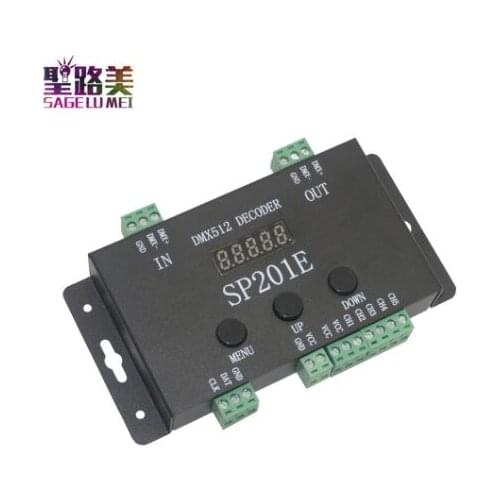 DMX512 DC5V-24V Decoder controller SP201E SPI Signal Addressable IC RGB led Pixel 5 Channel PWM Output ws2811 2812 1903 strips