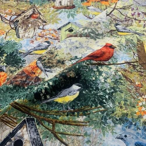 Beautiful Colour Forest Bird Pattern 100% Cotton Fabric Digital Printing Sewing Material Children Fabric Diy Dress Clothing