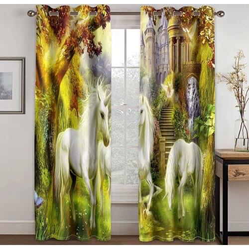 Beautiful Photo Fashion Customized 3D Curtains horse curtains 3D Blackout Curtains For Living room Bedding room