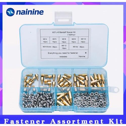 180Pcs/set M2 M2.5 M3 Hex Head Brass Spacing Screws Threaded Pillar PCB Computer PC Motherboard StandOff Spacer Kit B040