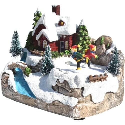 Luminescent Small House Music LED Light Driven Light Christmas Resin Christmas Scene Village Cottage Town Christmas Decor 2020