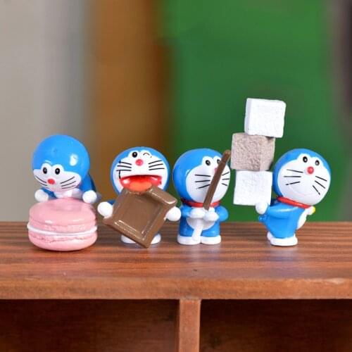 Mini Blue Robot Cats Landscape Garden Miniatures Decoration Figures Anime Model Terrariums Toys Dollhouse Material Tips
