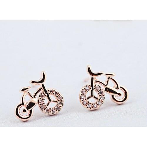 Fashion 925 Sterling Silver Bicycle Stud Earrings Brincos For Girlfriend Gifts