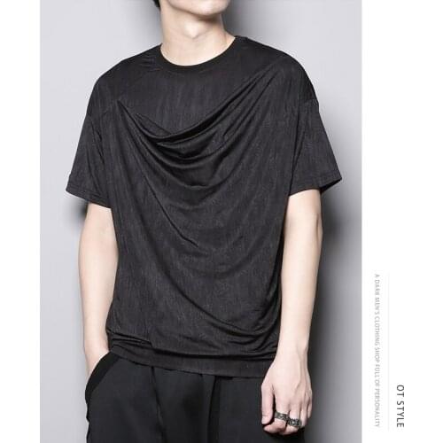 2021 large irregular cut round neck light casual slim fit short sleeve t-shirt mens fashion brand bottomed Shirt Tee