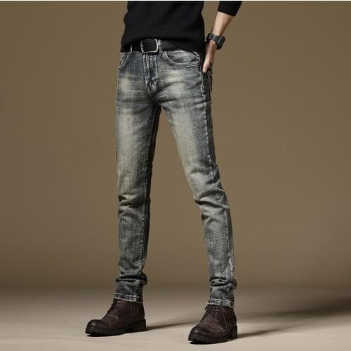 Mens Casual Jeans Pencil Pants Skinny Denim Long Trousers Washed J66