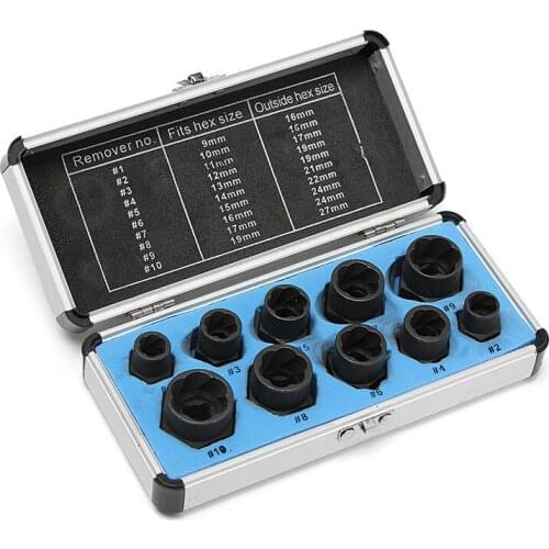 10Pcs/Set Damaged Bolts Nuts Black Nuts Screws Remover Extractor Removal Tools Set Threading Tool Kit Car Hub Multipurpose Screw