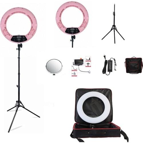Yidoblo Pink FD-480II 18" Dimmable LED Ring lamp Sets 480 LED Studio Video Light Lamp Photographic Lighting + stand (2M)+ bag