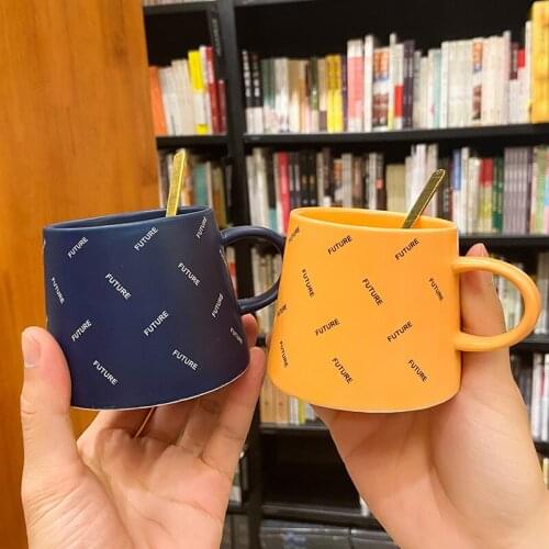 New Nordic Style Ceramics Coffee Cup Wooden Coaster Simplicity Business Office Cup Luxury Afternoon Tea Mark Cup Christmas Gift