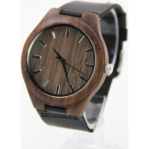 Newest Walnut Wooden Watches For Men and Women Leather Strap With High Janpen 2035 Movement Quality Quartz Friendly wholesale