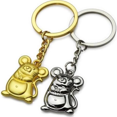 New 2020 Lucky Mouse Year Keychain Animal Car Keyfob Bag Pendant Accessories Keyrings Women Girls Student Fashion Key Chain Gift