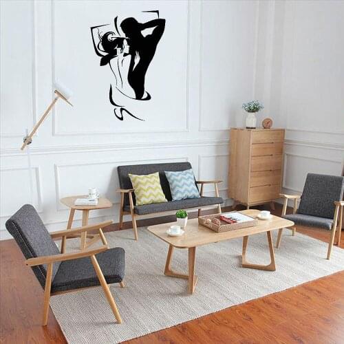 Naked Woman Couple Wall Sticker Woman Man Silhouette Wall Decals Removable For Bedroom Vinyl Home Decor DW6547
