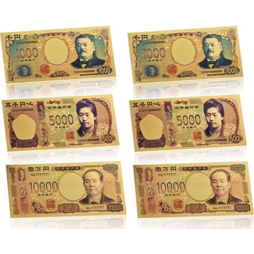 Wholesale 5pcs/lot Japanese Fake Money Paper Gold Banknotes with COA Frame Japan Ticket Bank Note Gift Item Dropshipping