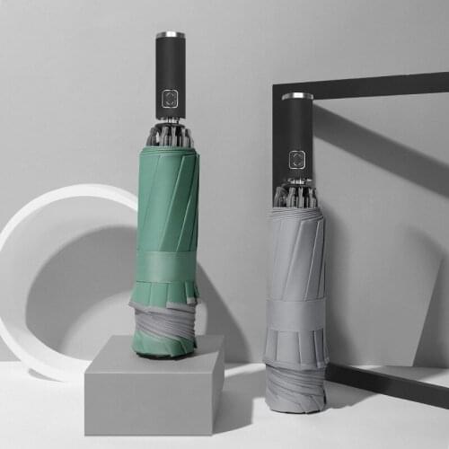 Reflective Automatic Ten-Bone Three-Fold Reverse Umbrella Mens and Womens Business Gifts cute umbrella unbrella