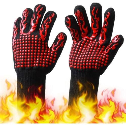 BBQ Gloves High Temperature Resistance Oven Mitts 500 800 Degrees Fireproof Barbecue Heat Insulation Microwave Oven Gloves