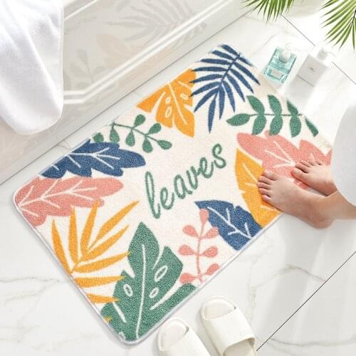 Simple Style Leaves Carpet Indoor Doormat Mat Entrance Door Rug Non Slip Soft Entry Rugs Inside Machine Washable Door Carpet