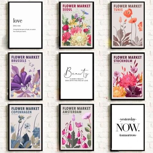 Seoul Tunis Amsterdam Brussels Capital Flower Market Wall Art Canvas Painting Posters And Prints Wall Pictures Living Room Decor