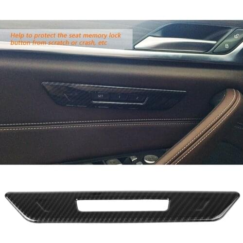 Car Styling Carbon Fiber Style Car Seat Memory Lock Button Frame Trim Cover Sticker for BMW 5 series G30 2017-2018