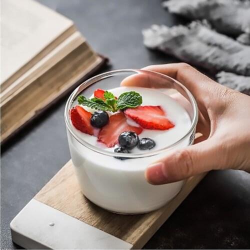 Yogurt Pudding Glass Milk Tea Coffee Cup Kawaii Water Bottle Eco Friendly Glass Transparent Mugs Crystal Drinkware Couple Gifts