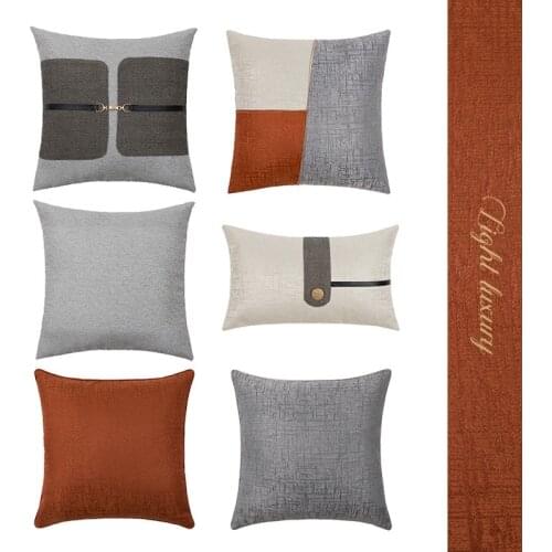 Light Luxury Jacquard Decorative Pillowcase Home Decor Bed Sofa Orange Gray Patchwork Cushion Cover Bedroom Throw Pillows Case