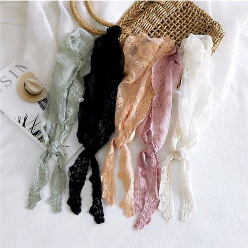 Triangle Lace Scarf Scarves Shawl Wraps Solid Embroidery Floral Wrist Ribbon Hair Head Scarfs DIY Neck Knitted Transparent Wrap