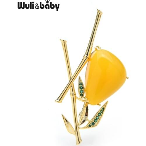 Wuli&baby New Bamboo Brooches For Women Top Quality Designer Weddings Office Brooch Pin Gifts