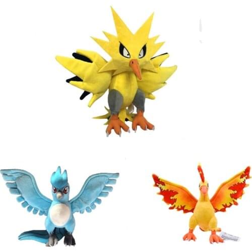Japan Cartoon Anime Articuno Moltres and Zapdos Stuffed Plush Toys anime Plush Doll Toys Gifts for Kids Pokemones Plush Toys