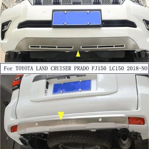 For TOYOTA LAND CRUISER PRADO FJ150 LC150 2018-NO Front & Rear Bumper Guard Plate Protector Anti-impact Silver Stainless Steel