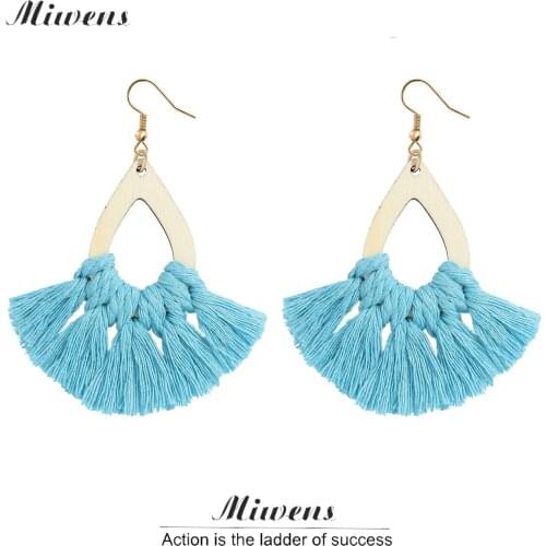 Miwens Triangle Bamboo Tassel Earrings For Women Geometric Square Round Fringe Line Dangle Earrings Valentine Jewelry Wholesale