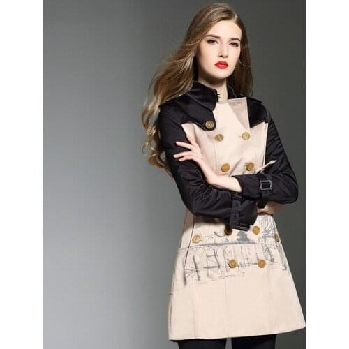 Trench coat long spring waterfall runway dust coats women 2019 plus size double breasted female ladies windbreaker graffiti