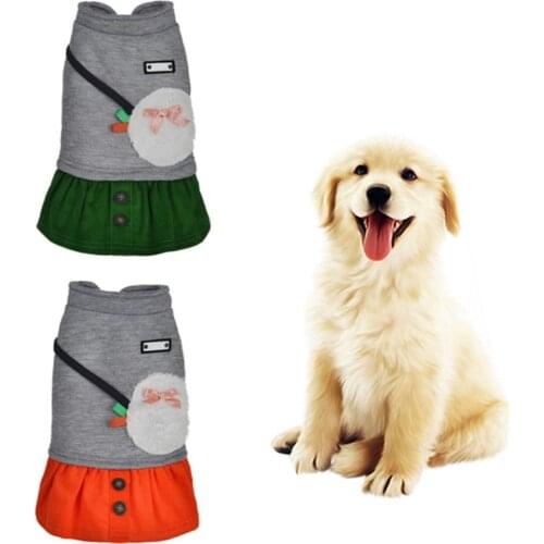Winter Pet Dog Puppy Bowtie Dress Clothes Skirt Soft Warm Costume Coast Apparel