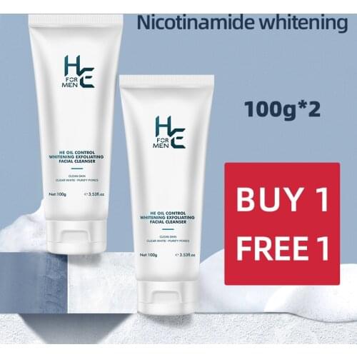 1-Hearn Mens Whitening Cleanser 100g Amino Acid Oil Control Moisturizing Acne Dry Skin Brightening Skin