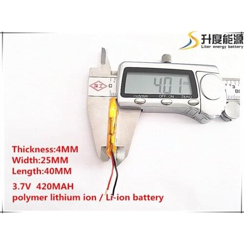 10pcs [SD] 3.7V,420mAH,[402540] Polymer lithium ion / Li-ion battery for TOY,POWER BANK,GPS,mp3,mp4,cell phone,speaker