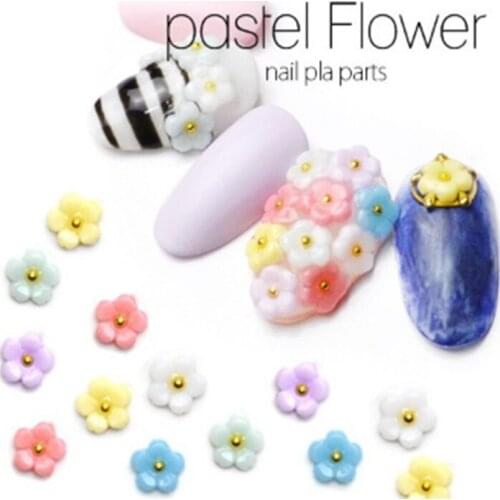 10Pcs/Pack Candy Color Resin Five Flowers Metal Alloy Nail Art Decorations Nail Charms/deco DIY for Women Manicure