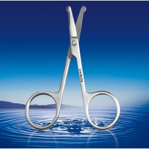 100% High Quality 3.5" Steel Mini Portable Curved Mustache Tips Hair Trimmer Safety Nose Ear Scissor Remover N1E0