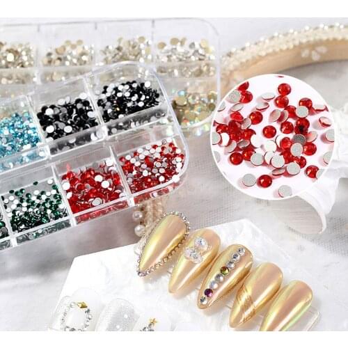 1440pcs SS4-SS6 Mixed Colors Sizes Glass Nail Rhinestones Crystal Strass For DIY Nail Art Decoration Accessories Rhinestones Set
