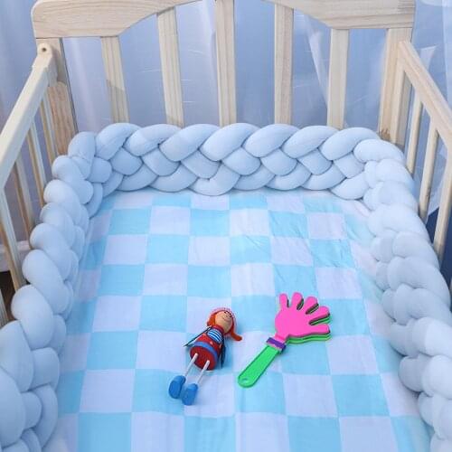 3M 4 Strands Baby Crib Bumper Cushion Nursery Cradle Decor Knotted Braided Protector Cotton Handmade Soft Pillow Newborn Gift