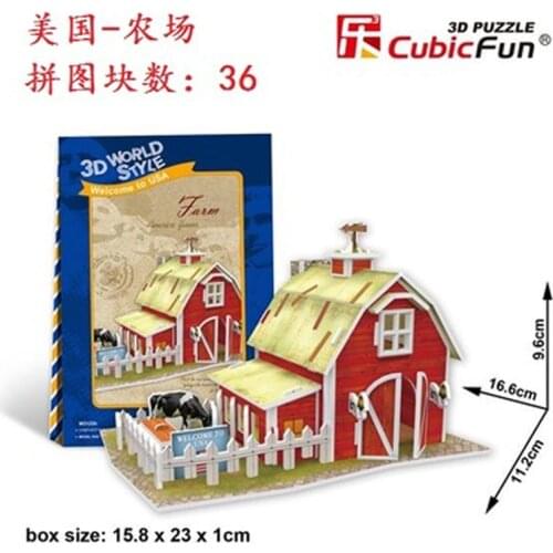T58 3D Puzzle American farm DIY Creative gift Educational toys World style tour construction paper model