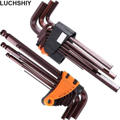 9PCS 1.5mm-10mm Ball-End Hex Allen Key L Wrench Set Torque Long Metric Wrench Hand Tools Double-End Spanner Bicycle Accessories