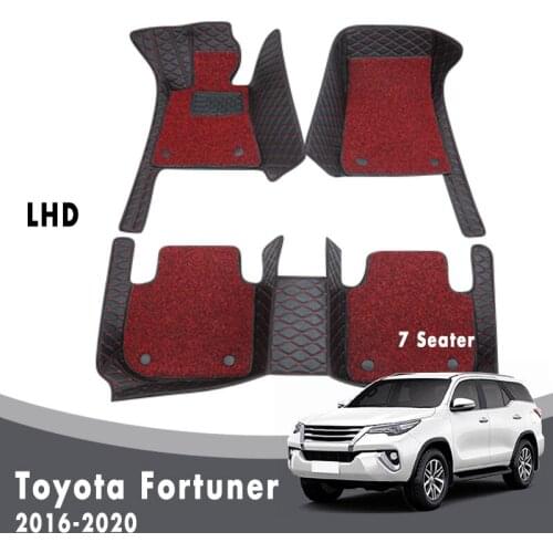 Car Floor Mats Double Layer Wire Loop For Toyota Fortuner 2020 2019 2018 2017 2016 (7 Seater) Auto Accessories Styling Carpets