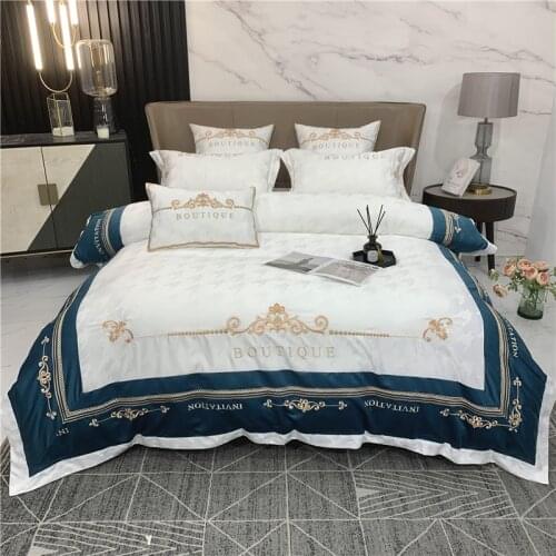 White Embroidery Satin Washed Silk Bedding Set Cotton Duvet Cover Bed Linen Fitted Sheet Pillowcases Bedclothes King Queen Size