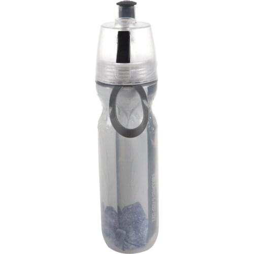 Water Bottles Insulated Mist Spray Water Bottle Double Layer Ice Cold Bottle Sports Outdoor Drinking Kettle Black