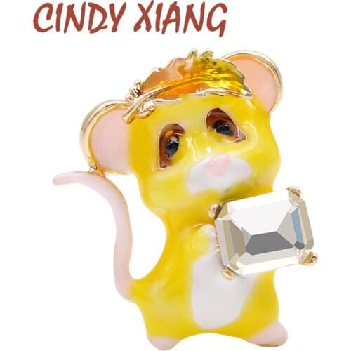 CINDY XIANG Cute Enamel Mouse Brooch Little Animal Brooches Kids Jewelry Coat Accessories Chinese 2020 Mouse Year Good Gift