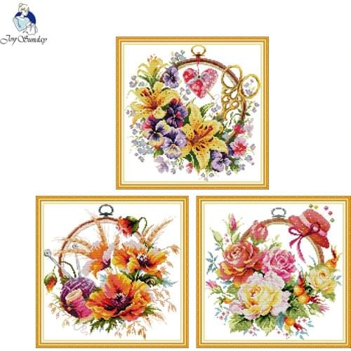 Flower Basket series Cross-stitch Patterns Aida Canvas 11ct 14ct cross stitch kits DIY Handwork Embroidery Needlework Sets