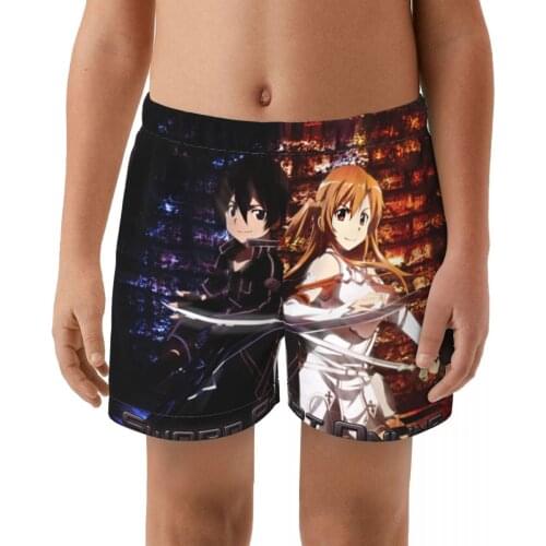 Sword Art Online kid Printing Swimwear Shorts Swimming Breathable Built-In Beam Line Briefs Swimming Trunks Beach Wear