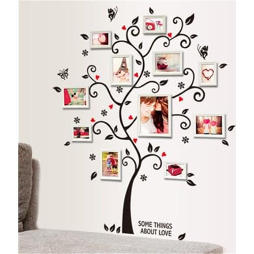 Diy family photo frame tree wall stickers home decor living room sofa vintage poster wall art decals home decoration wallpaper