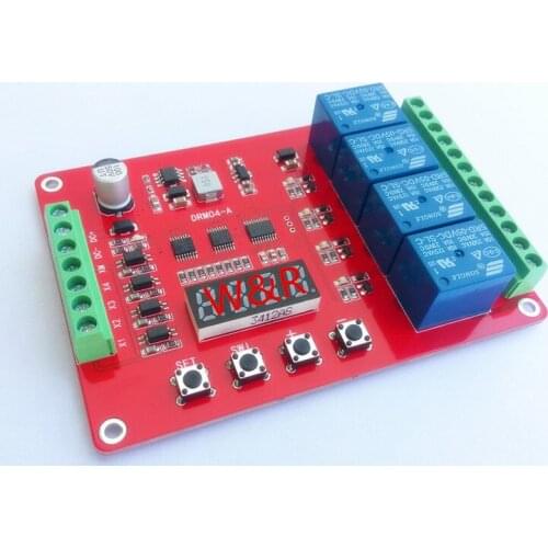 DRM04/Four-way multi-function relay module/delay/self-lock/cycle/timing/linkage/control module
