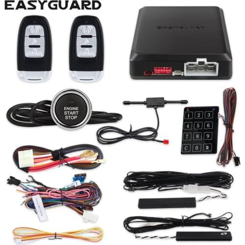 EASYGUARD PKE car alarm kit with remote engine start push button start rolling code Touch password keyless entry security alarm