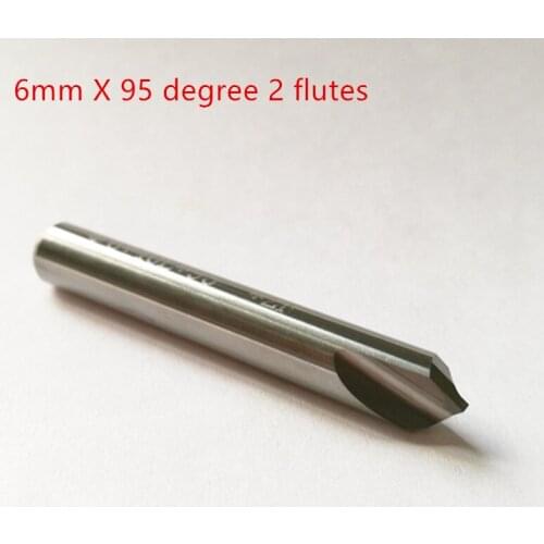6mm X 95 degree HRC50 2 flutes Solid carbide chamfering milling cutter Chamfer route bits for Aluminum