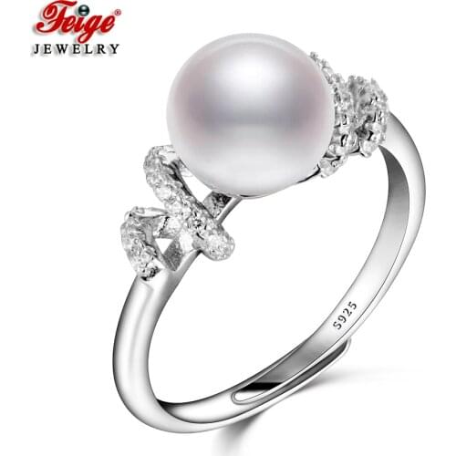 5 Colors New Design 925 Sterling Silver Freshwater Pearl Finger Rings for Women Gift Anniversary Ring Wholesale FEIGE