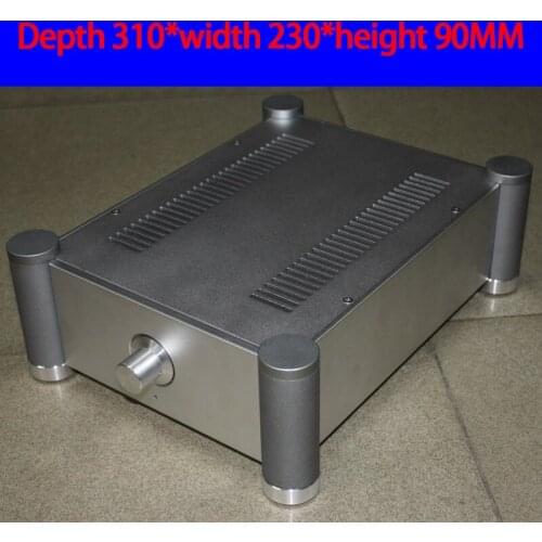 KYYSLB 310*230*90MM WA26 All Aluminum Amplifier Chassis Box House DIY Enclosure with Feet Knob Screws Amplifier Case Shell